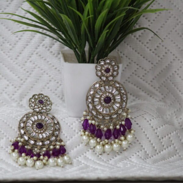 Traditional Heavy Kundan Earrings/Chandbali