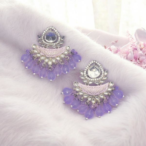 Crecent Earrings with Black droplets