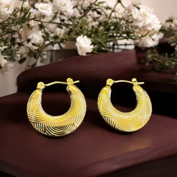 Gold-Plated Textured Hoop Earrings