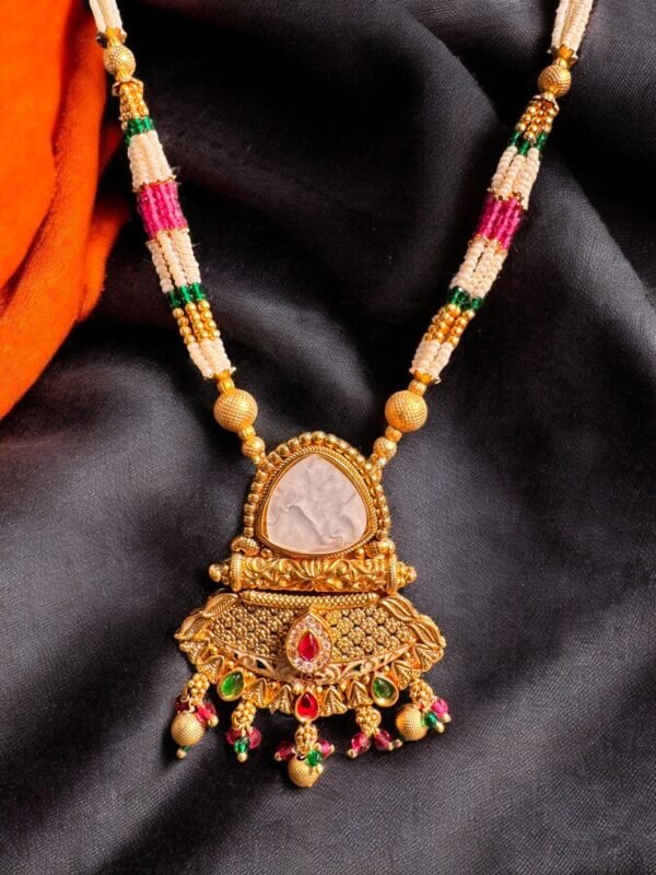 Traditional Pearl Multicolor Necklace Earring Set