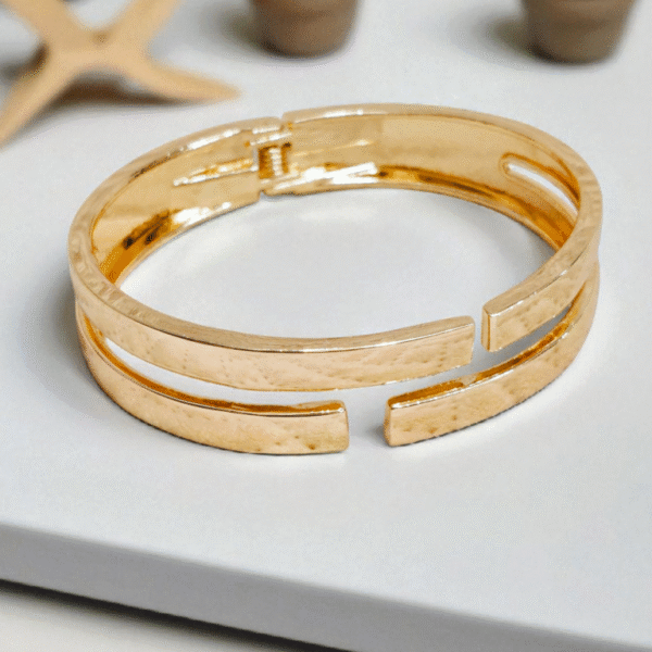 Modern Hammered Gold Cuff Bracelet