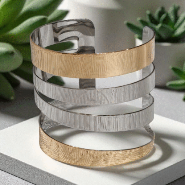 Contemporary Two-Tone Spiral Cuff Bracelet